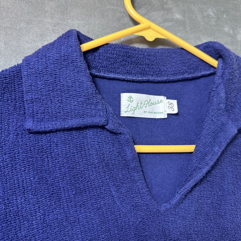Lighthouse Joe JcCoy Size 38 Navy Terry Cloth Japan men Shirt Short Sleeve VTG - Picture 9 of 9